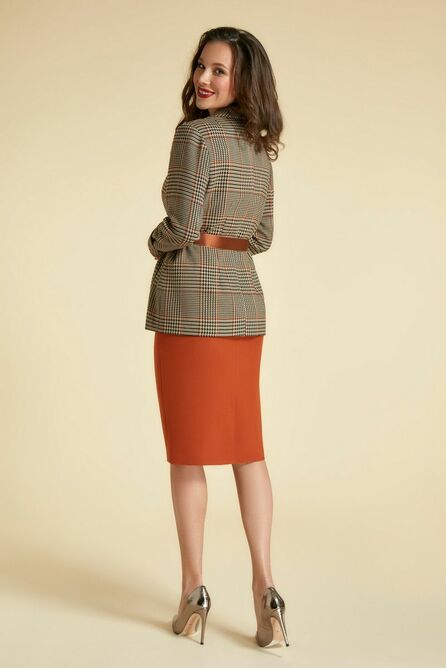 Юбочный костюм Магия Моды 1792 клетка+терракот Юбочный костюм Магия Моды 1792 клетка+терракот