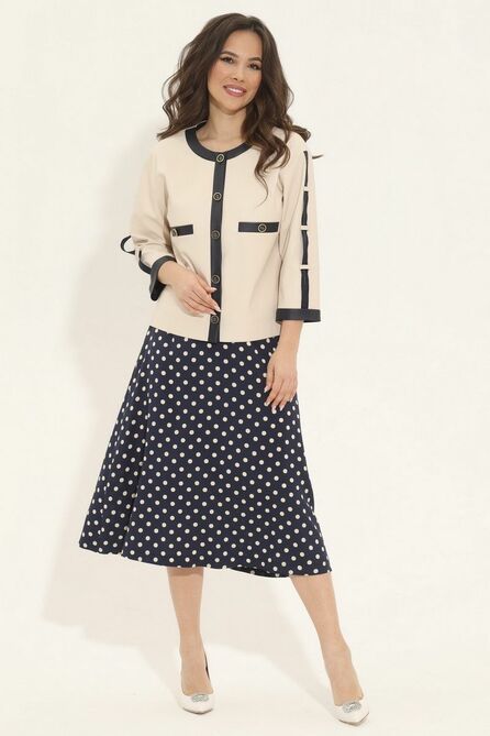 Юбочный костюм Магия Моды 1876 беж+синий