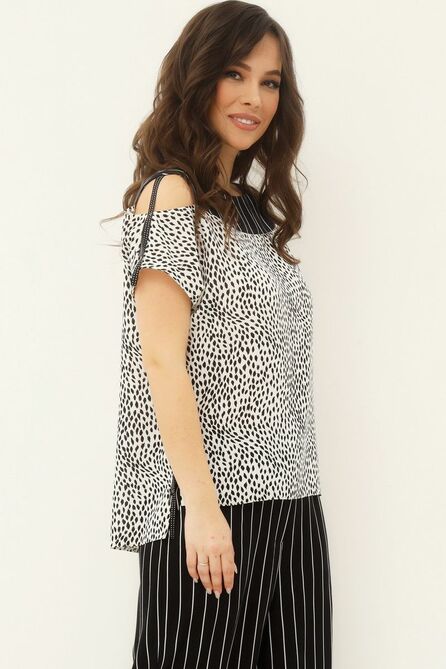 Брюки, Блуза Магия Моды 2085 черный+белый