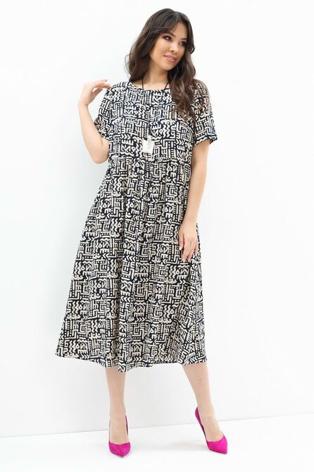 Повседневное платье Магия Моды 2096 беж+иероглифы