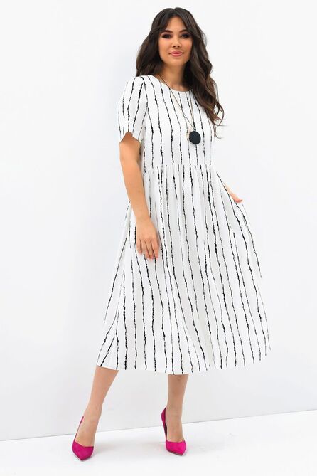 Повседневное платье Магия Моды 2096 белый+полоска