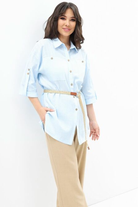 Брюки, Блуза Магия Моды 2093 голубой+беж