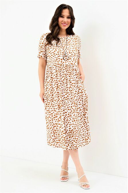 Повседневное платье Магия Моды 2096 белый+карамель