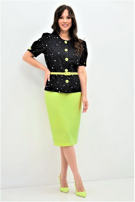 Костюм с блузкой Магия Моды 2101 иссиня-черный+лайм Костюм с блузкой Магия Моды 2101 иссиня-черный+лайм