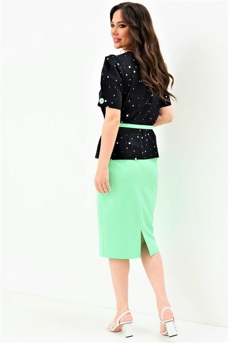 Костюм с блузкой Магия Моды 2101 иссиня-черный+ментол