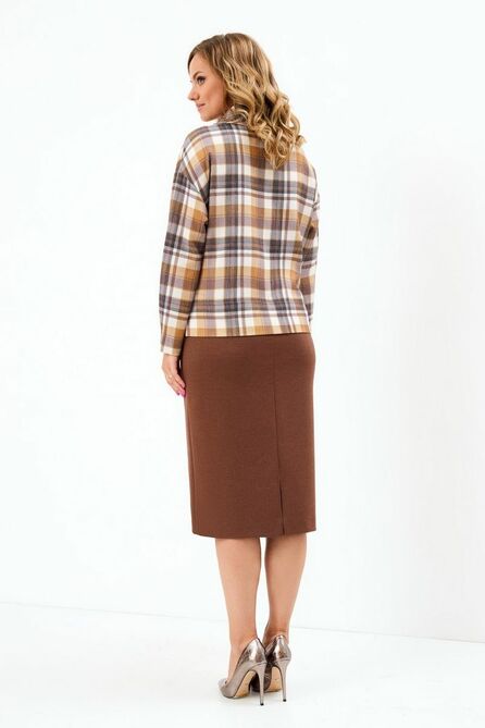 Повседневное платье Магия Моды 2109 клетка+коричневый