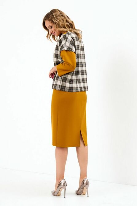 Повседневное платье Магия Моды 2111 клетка+горчица