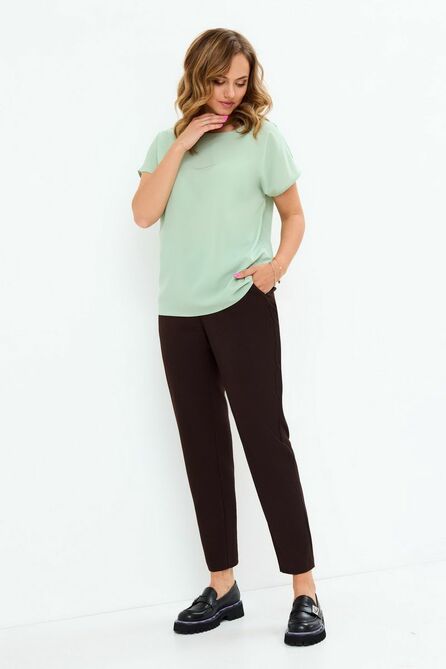 Брюки, Блуза, Жакет Магия Моды 2132 зеленый+горький_шоколад