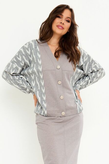 Юбочный костюм Магия Моды 2150 серый