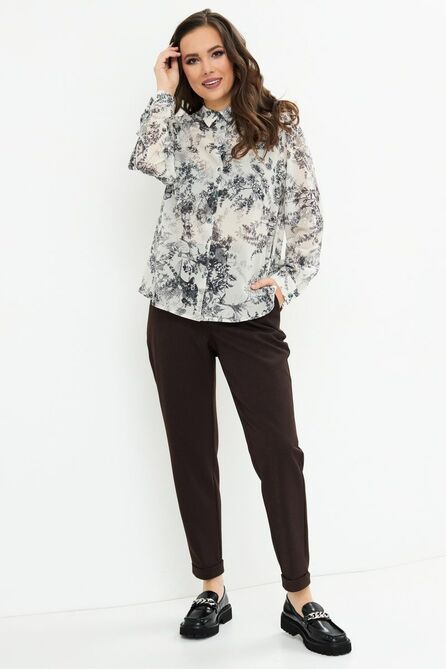 Брюки, Блуза, Жилет Магия Моды 2133 голубая_клетка+шоколад