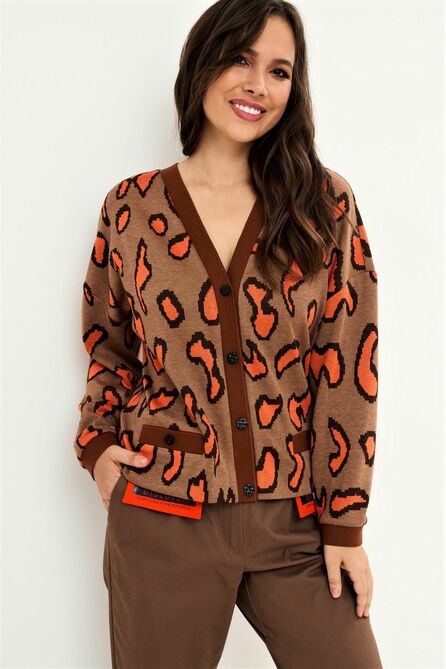 Кардиган, Брюки Магия Моды 2176 коричневый+оранжевый