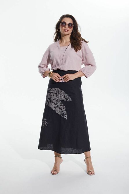 Костюм с блузкой MALI 722-027 пудра+черный