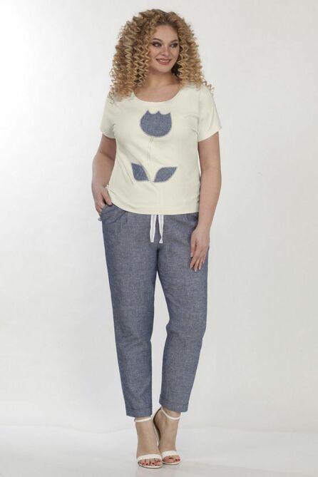 Брюки, Блуза Matini 1.1413 молочный/синий