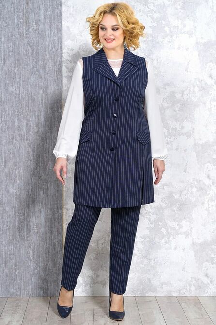 Брюки, Блуза, Жилет Медея и К 2107 синий