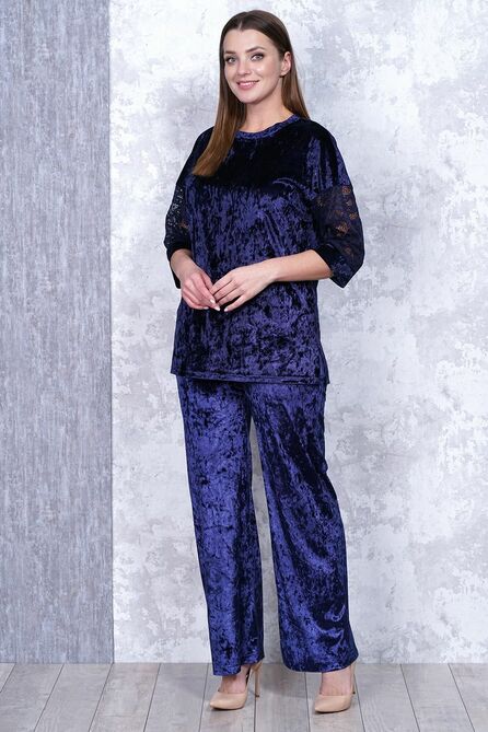 Костюм брючный Медея и К 2133 синий-велюр