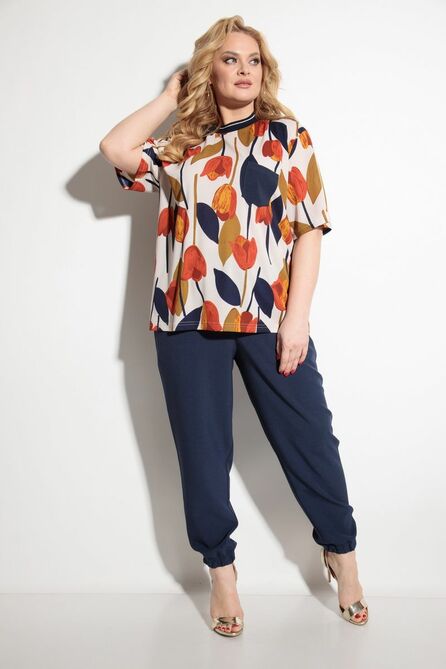 Брюки, Блуза Michel Chic 1230 оранжевый+синий