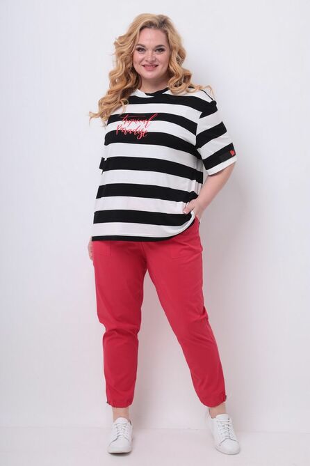 Костюм брючный Michel Chic 1230 красный_черно-белый