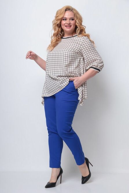 Брюки, Блуза Michel Chic 1247 синий_клетка