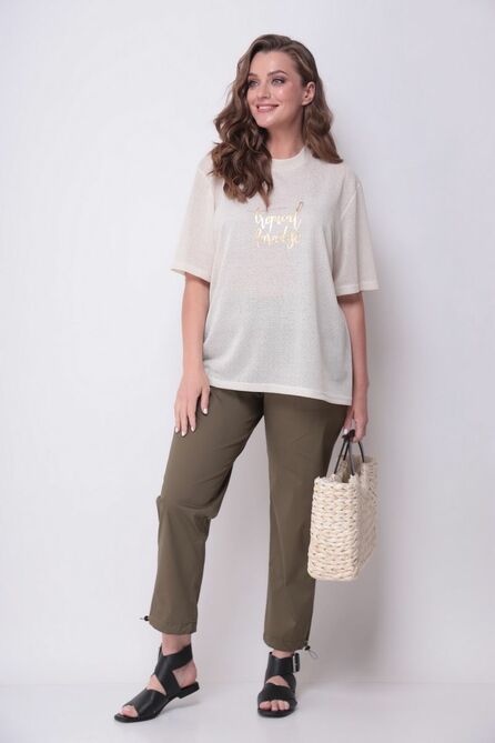 Костюм брючный Michel Chic 1230 бежевый-хаки