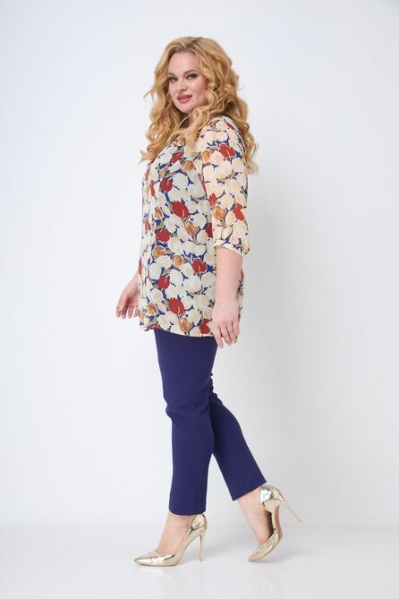 Костюм брючный Michel Chic 1203 синий-бежевый Костюм брючный Michel Chic 1203 синий-бежевый