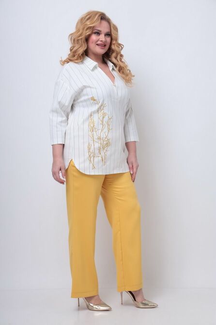 Брюки, Блуза Michel Chic 1273 белый+жёлтый