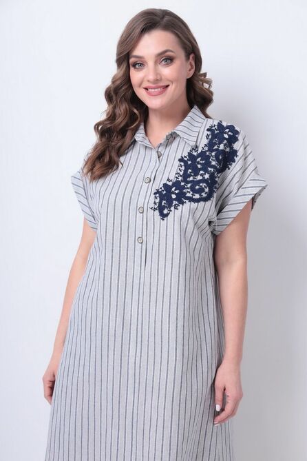 Повседневное платье Michel Chic 993 полоска-синий-серый
