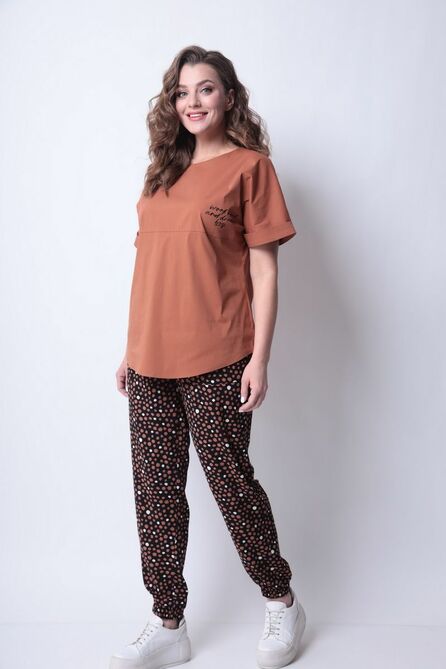 Брюки, Блуза Michel Chic 1285 коричневый