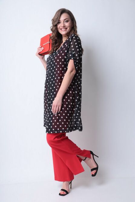 Кардиган, Брюки, Блуза Michel Chic 1289 черный-красный