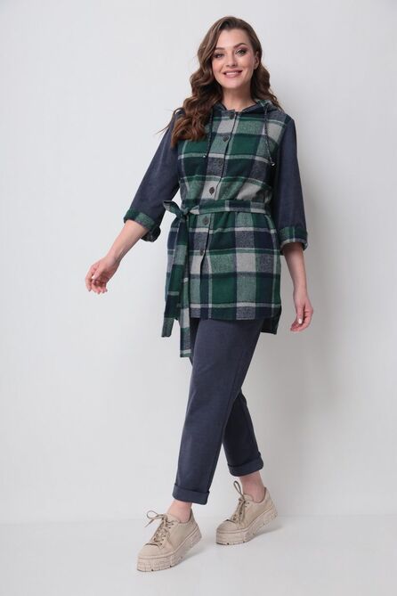 Костюм с блузкой Michel Chic 1277 синий-зеленый