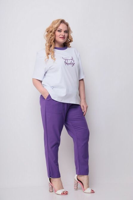 Костюм брючный Michel Chic 1230 белый-фиолетовый
