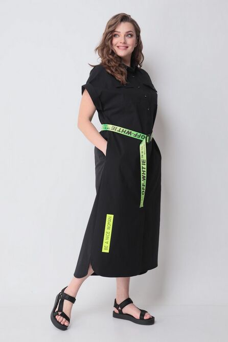 Повседневное платье Michel Chic 993 черный-салатовый