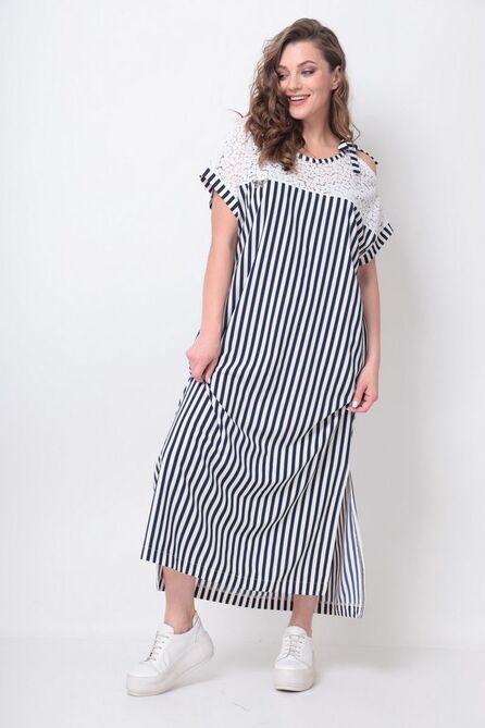 Повседневное платье Michel Chic 2063 сине-белый_полоска