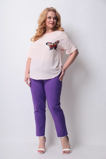 Брюки, Блуза Michel Chic 1219 розовый-фиолетовый