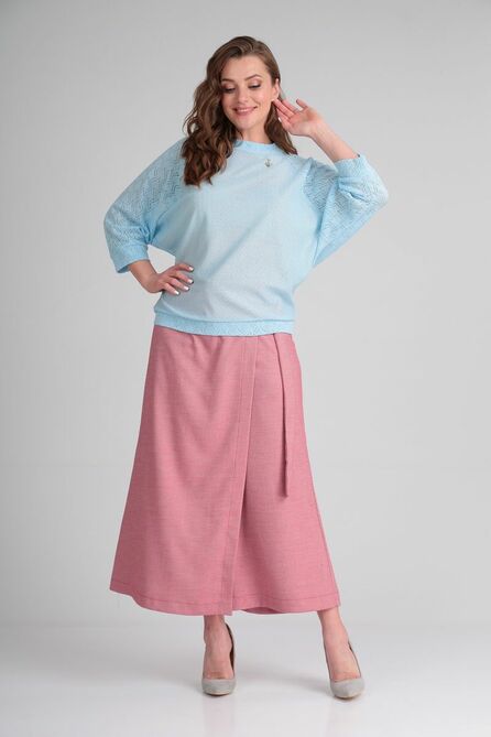 Костюм брючный Michel Chic 1294 коралловый-голубой