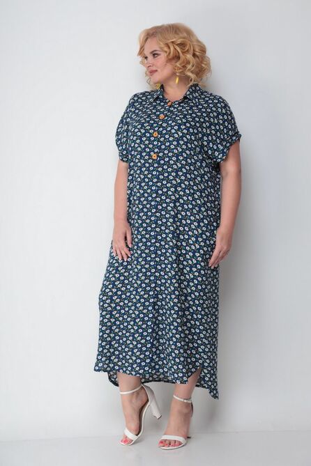 Повседневное платье Michel Chic 993 синий+цветы