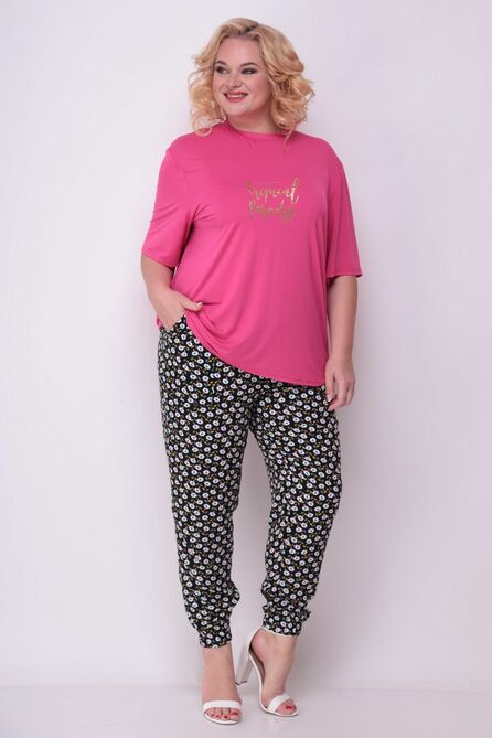 Костюм брючный Michel Chic 1230 розовый-черный