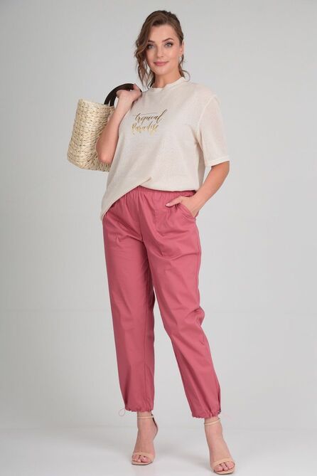 Костюм брючный Michel Chic 1230 бежевый-розовый