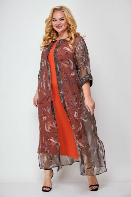 Плательный комплект Michel Chic 1307 хаки-коралл