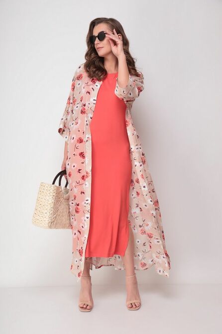 Плательный комплект Michel Chic 1307 белый-персиковый