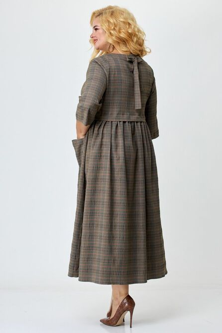 Повседневное платье Michel Chic 2062 коричневый_синий_клетка