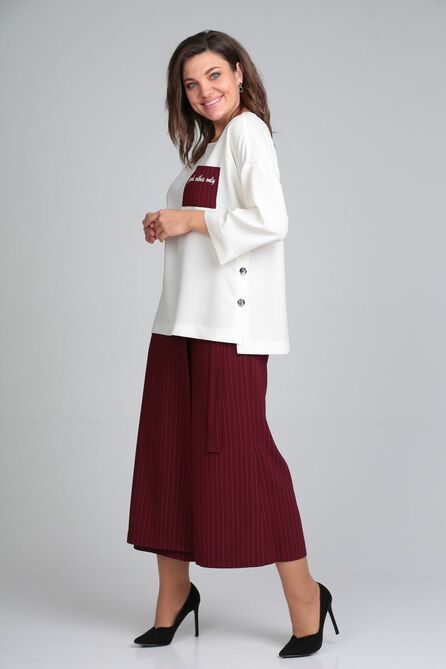 Костюм брючный Michel Chic 1317 бордо_белый