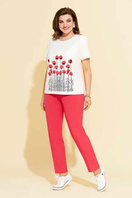 Брюки, Жакет, Футболка Милора-Стиль 906 красный Брюки, Жакет, Футболка Милора-Стиль 906 красный