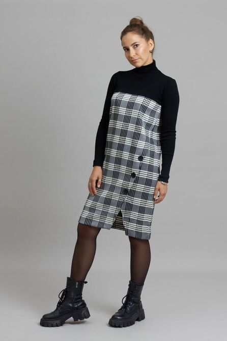 Повседневное платье Mirolia 1057 черно-белая-клетка