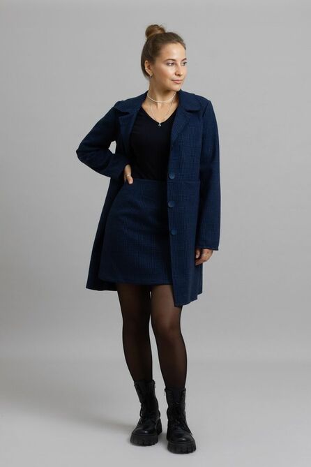 Юбочный костюм Mirolia 1071 синяя-клетка