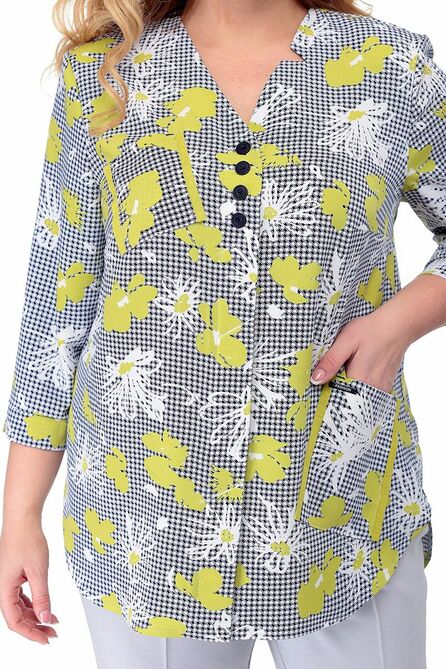 Брюки, Блуза Мишель стиль 936 лайм+светло-серый