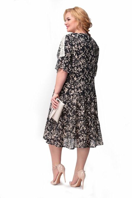 Вечернее платье Мишель стиль 1041 черно-бежевый