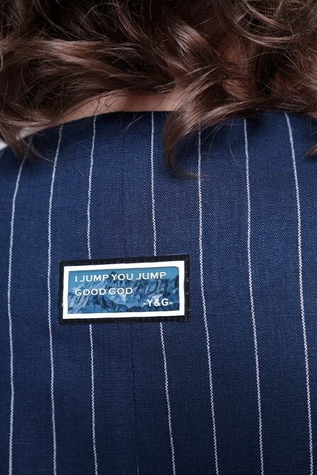 Юбочный костюм Мишель стиль 1042/1 сине-белый