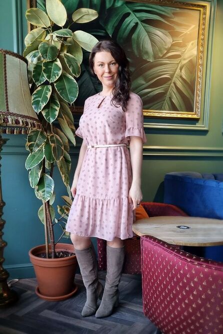 Повседневное платье Мишель стиль 1038/1 розово-белый