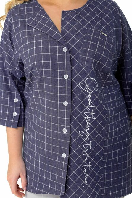 Брюки, Блуза Мишель стиль 945-1 сине-серый