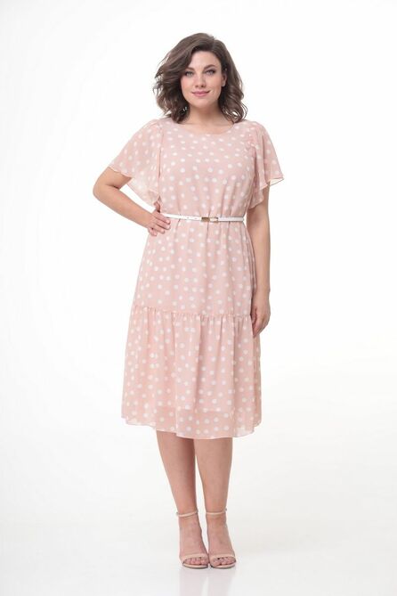 Повседневное платье Мишель стиль 975 бежево-белый